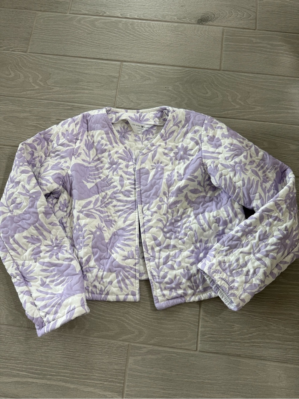 IDA MAE HOME Handmade in Texas Quilted Bunny Floral Bird Jacket Size Large VGUC